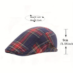 British Style Classic Plaid Vintage Beret Print Casual Cap