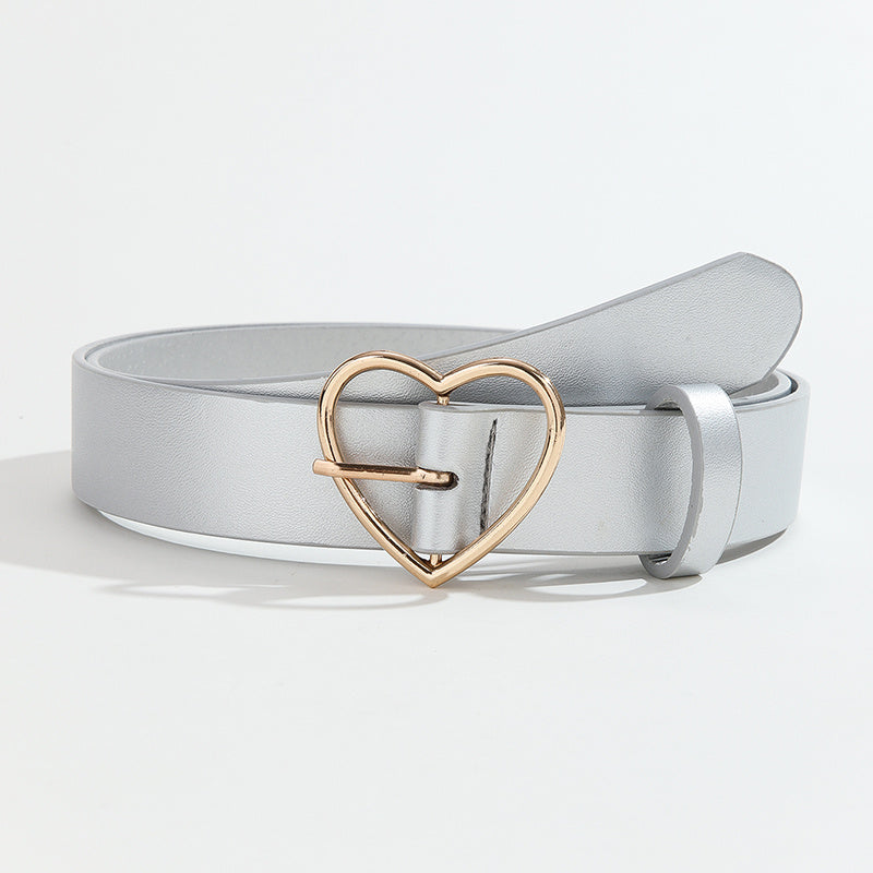 Golden Love Buckle Belt for Women, Heart Belts for Jeans