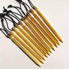 10pcs Aluminum Tent Pegs Wind Rope Camping Accessories