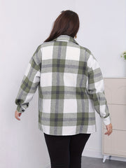 Plaid Print Button Up Collar Shirt Top