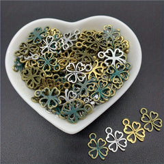 30pcs Alloy Bead Caps Clover Shape Pendant Charms for Jewelry Making