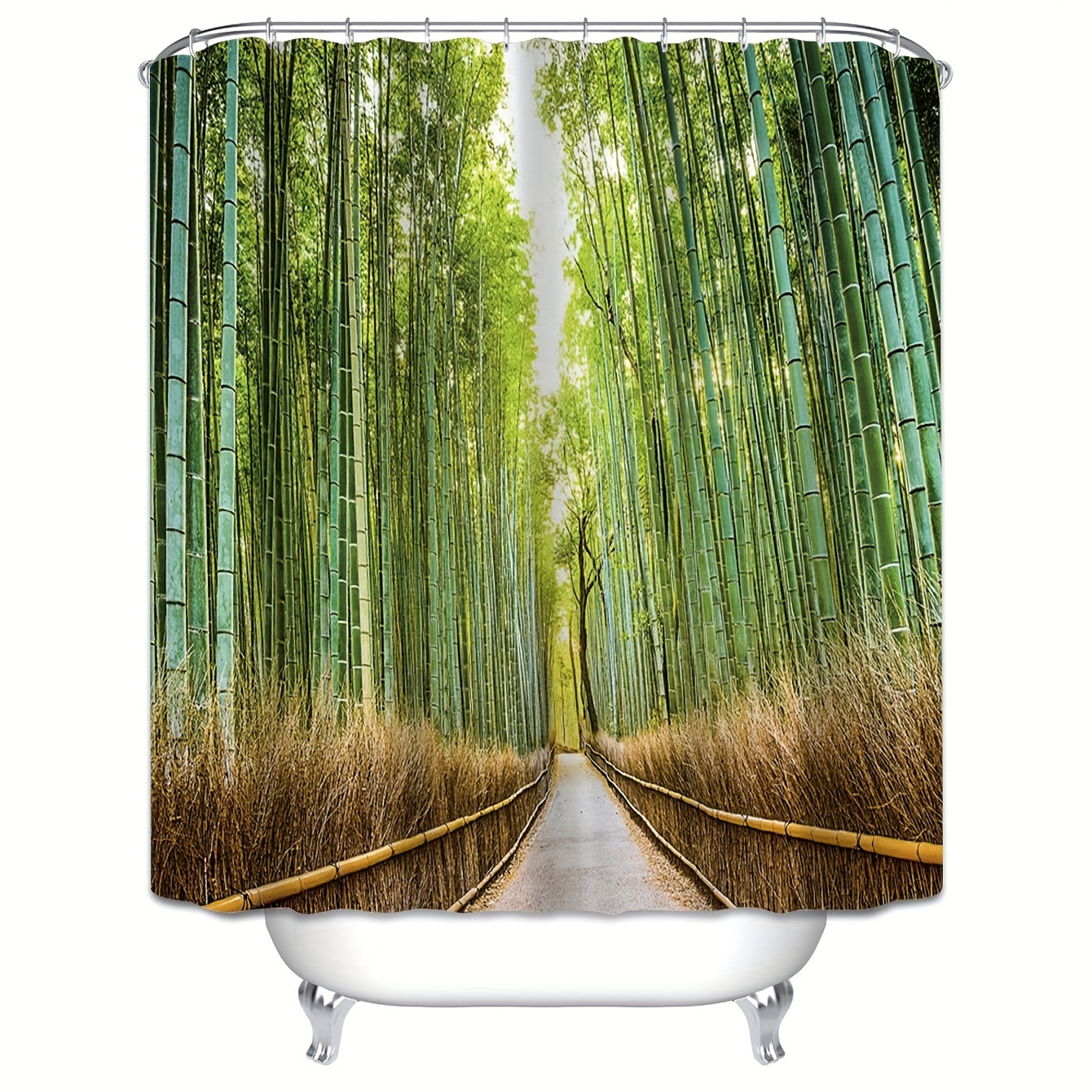 Bamboo Forest Pattern Shower Curtain Waterproof Mildew Proof Bathroom Decor