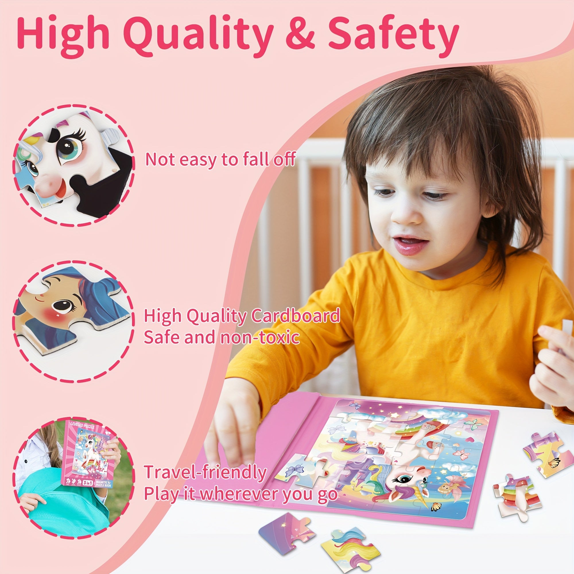 Magnetic Puzzle Set for Kids Book Building Creativity Motor Skills Multicolor