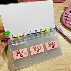 52 Weeks Savings Challenge Binder + Cash Envelopes for Budgeting Planner
