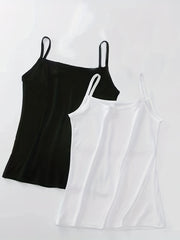 4pcs Soft Solid Cami Tops Elastic Wearable Tank Tops Women's Lingerie