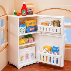 17pcs Mini Fridge Toy Simulated Food Set Dollhouse Kitchen Role Play