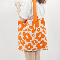 Flower Pattern Tote Bag Durable Lightweight Shoulder Bag