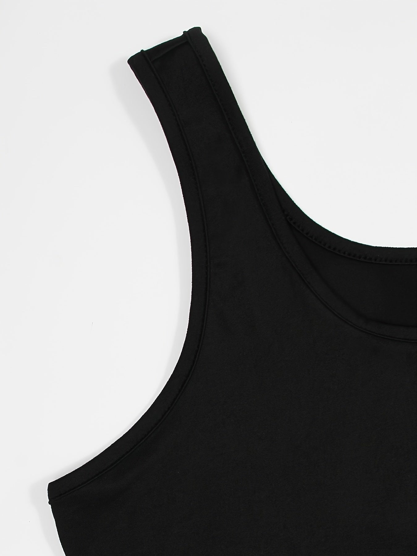  Solid Square Neck Stretch Tank Top