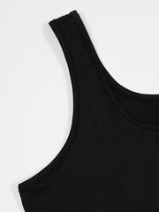  Solid Square Neck Stretch Tank Top