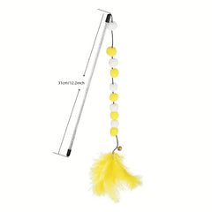 Pompom Cat Toys Interactive Stick Feather Kitten Teasing Durable Playin