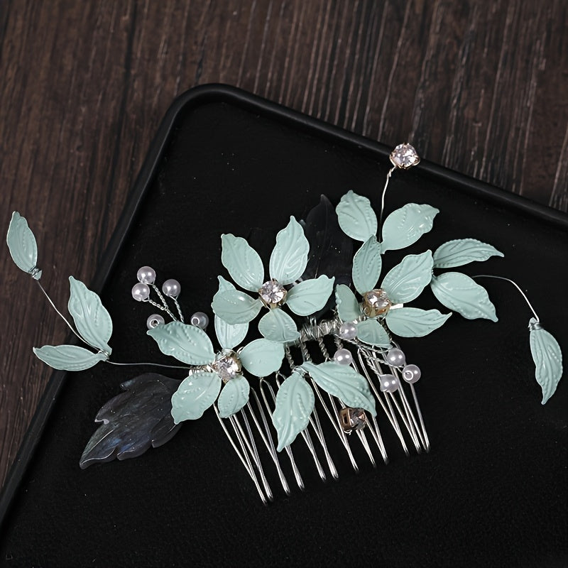 Rhinestone & Faux Pearl Hair Comb Bridal Headpiece