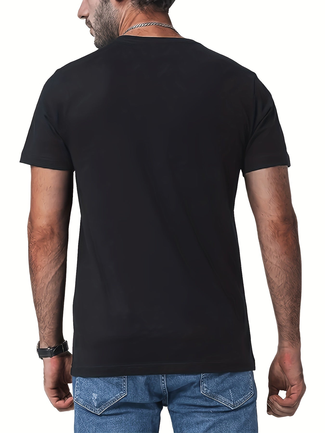 Headphone Smile Print Men's Graphic Crew Neck T-Shirt for Summer