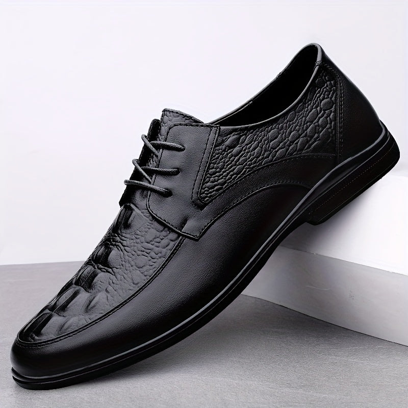 Men's Crocodile Embossed Derby Shoes Business Wear Resistant