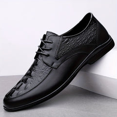 Men's Crocodile Embossed Derby Shoes Business Wear Resistant