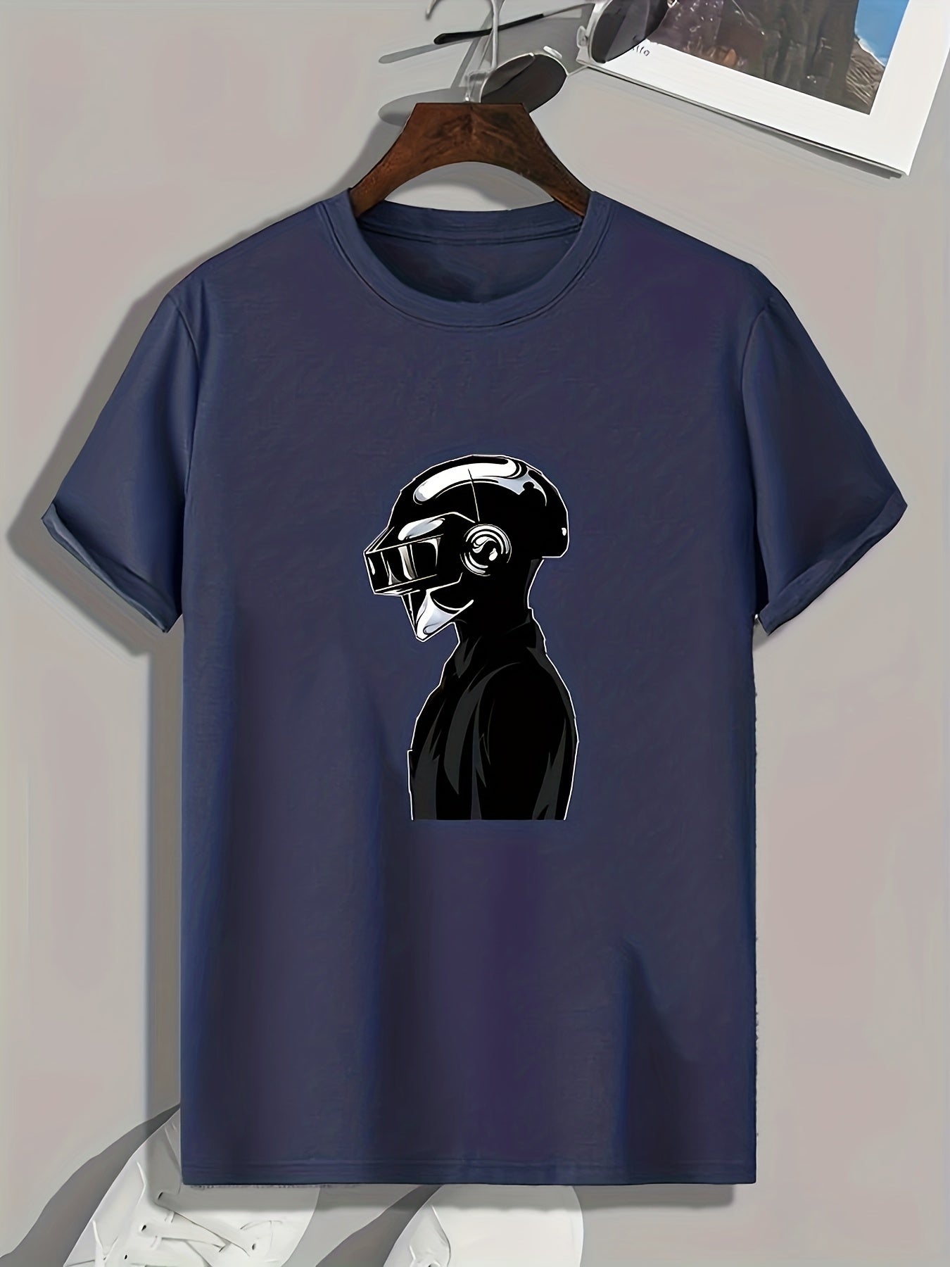 Helmet Man Pattern Print Men's Comfy Sports T shirt Graphic Tee