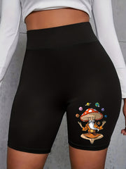 Women's Plus Colorful Figure Print High Rise Biker Shorts