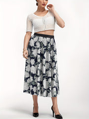  Casual Skirt Women's Floral Print High Rise Maxi Skirt