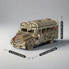 3D Wooden Puzzle School Bus Model American Style Toy Bus DIY Car Model