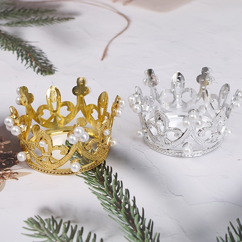Mini Crown Princess Topper Crystal Pearl Hair Ornaments for Wedding