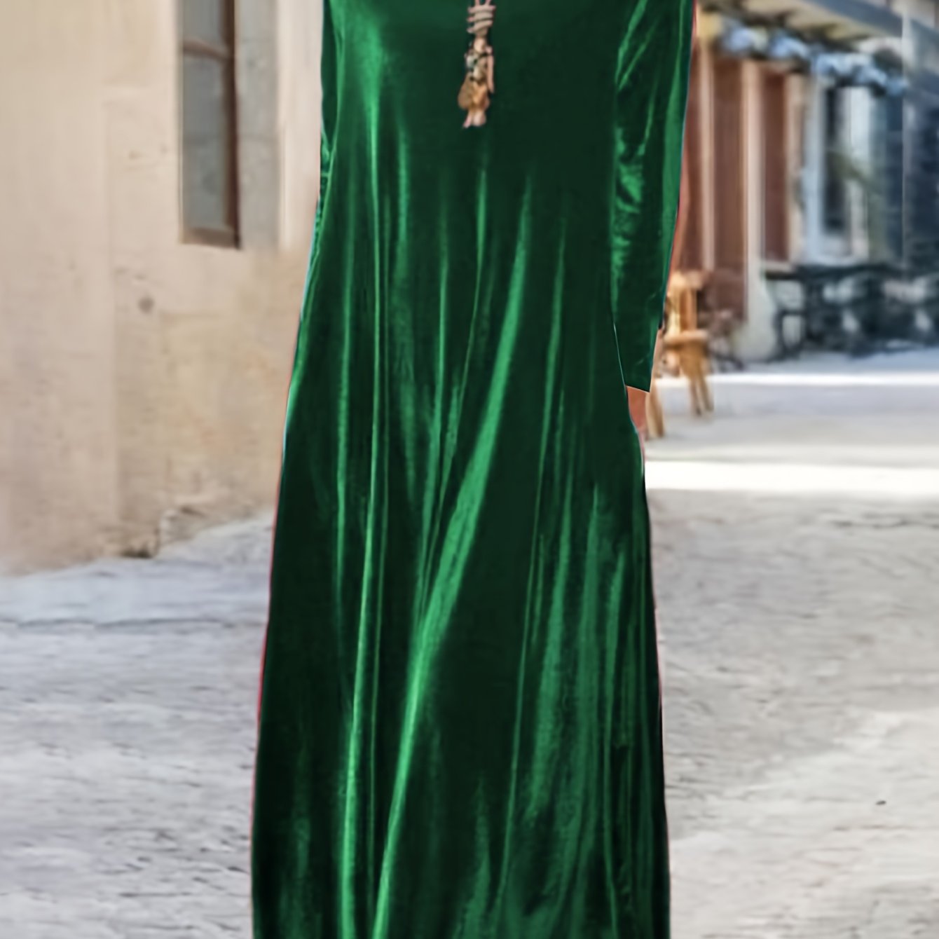  Velvet Long Sleeve Maxi Dress