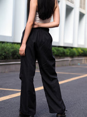 Solid High Rise Cargo Trousers