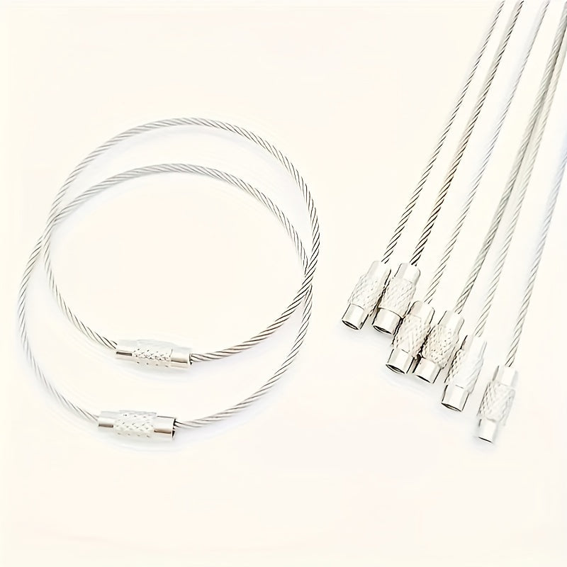 10pcs Stainless Steel Cable Keychain for Outdoor Travel