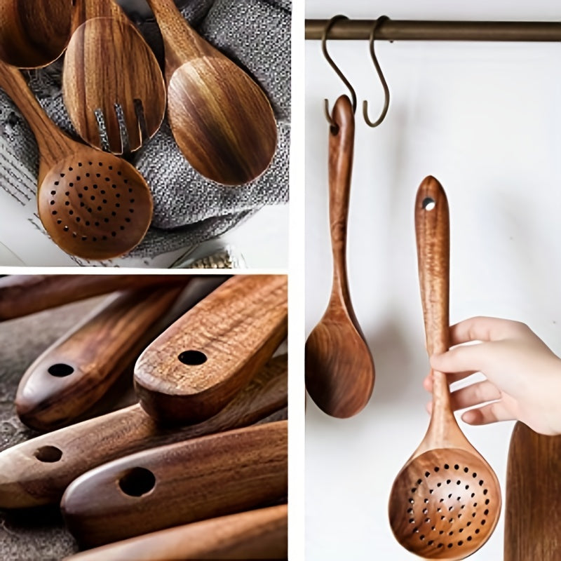 6pcs Teak Wood Kitchen Cooking Utensils Set