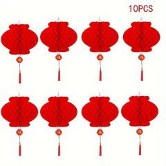 Chinese Year Thick Plastic Paper Lanterns Honeycomb Lanterns Folding Lanterns