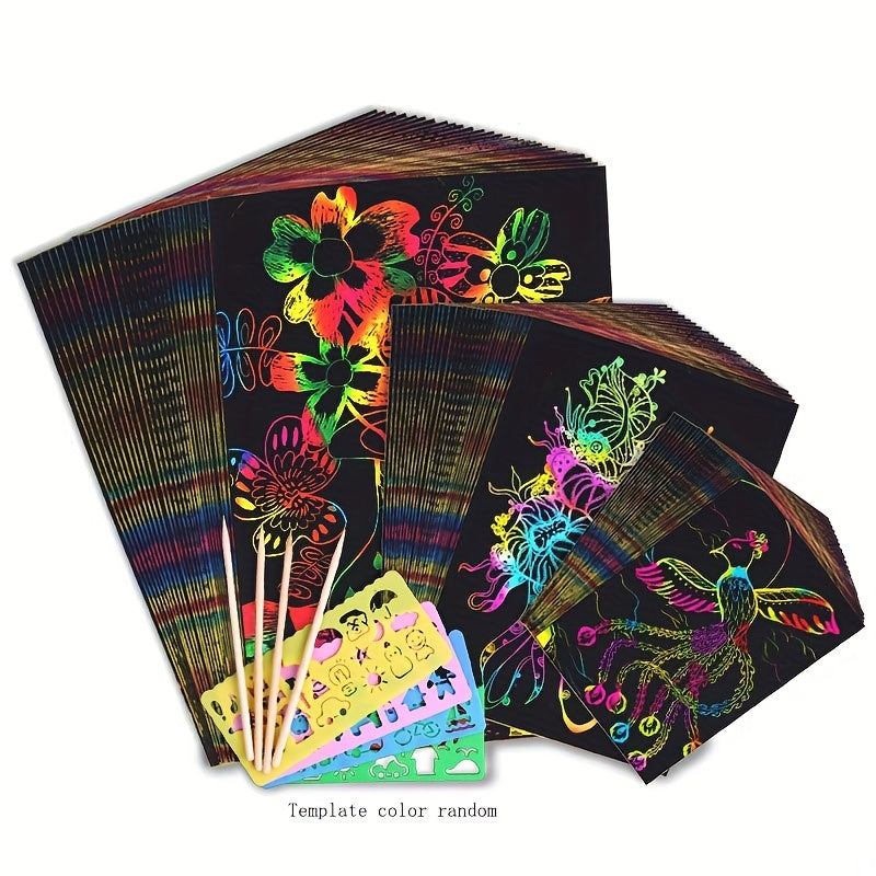 Magic Rainbow Scratch Paper Off Set Crafts Supplies for Kids