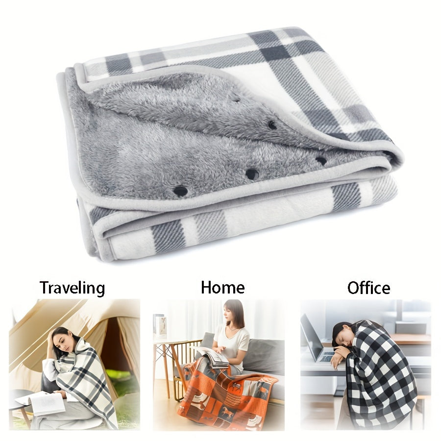 1pc Wearable Blankets Shawl Blanket Flannel Lazy Casual Office Blanket