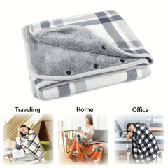 1pc Wearable Blankets Shawl Blanket Flannel Lazy Casual Office Blanket
