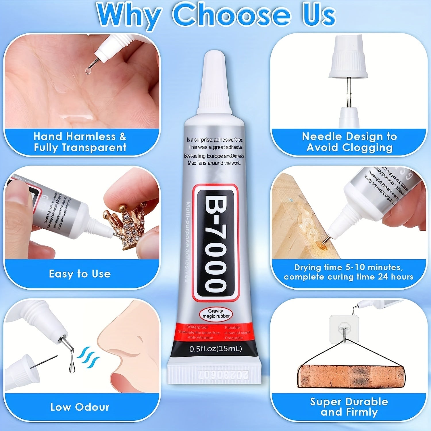 5pcs 15 Ml B 7000 Craft Glue For Jewelry Making Liquid Fusion Glue
