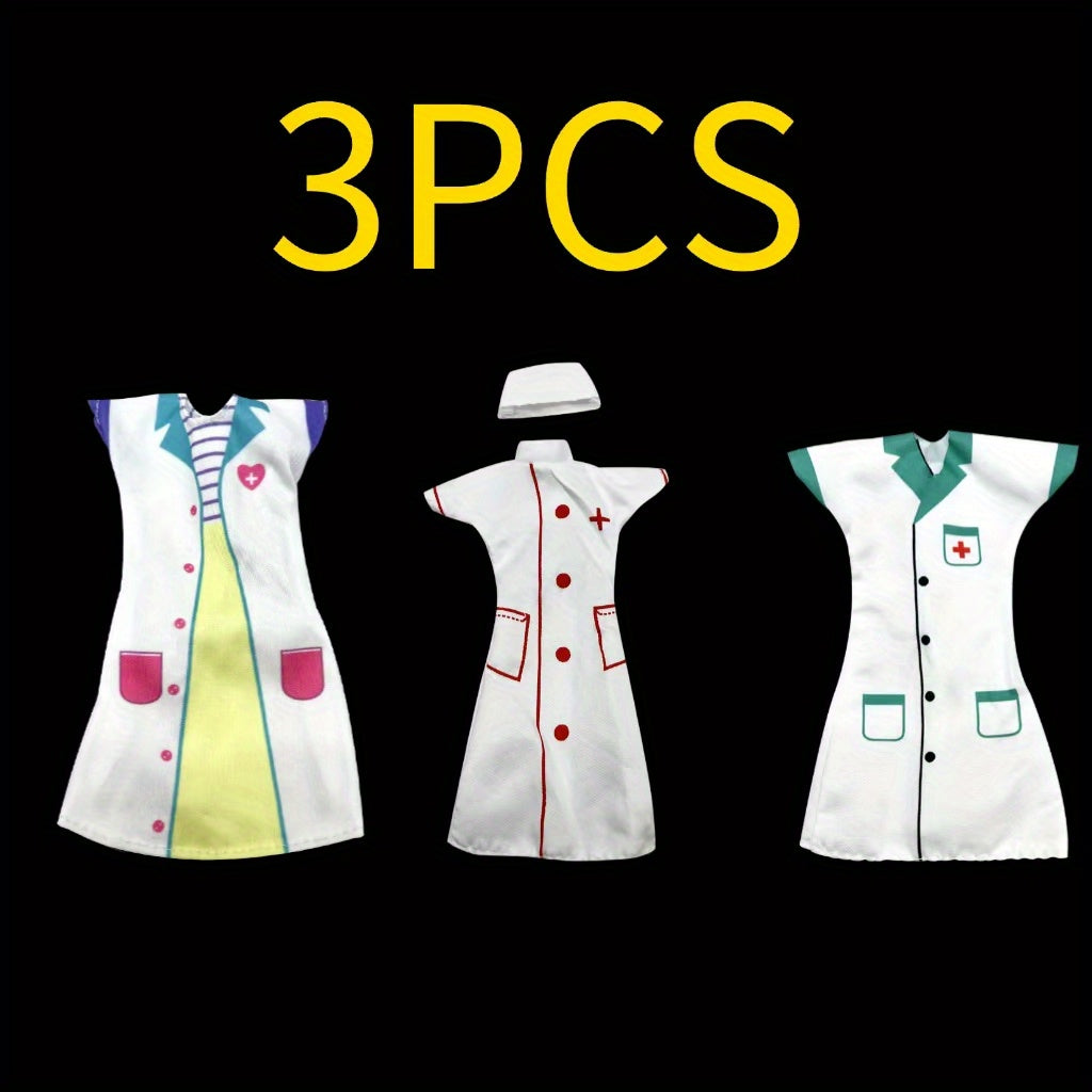 3pcs Mini Dollhouse Nurse Uniform Set for 11.5 inch Dolls