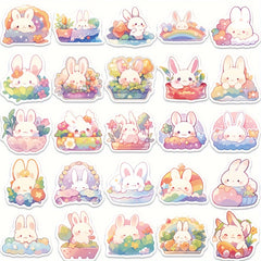 50PCS Easter Rainbow Bunny Stickers Vinyl Waterproof Decals Scrapbook Journaling