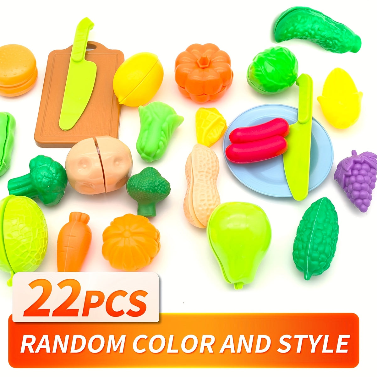 22pcs Cutting Food Playhouse Tools Fruit and Vegetable Toys