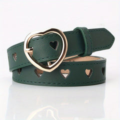 Heart Hollow Out Belt Solid Heart Pin Buckle PU Waistband for Women