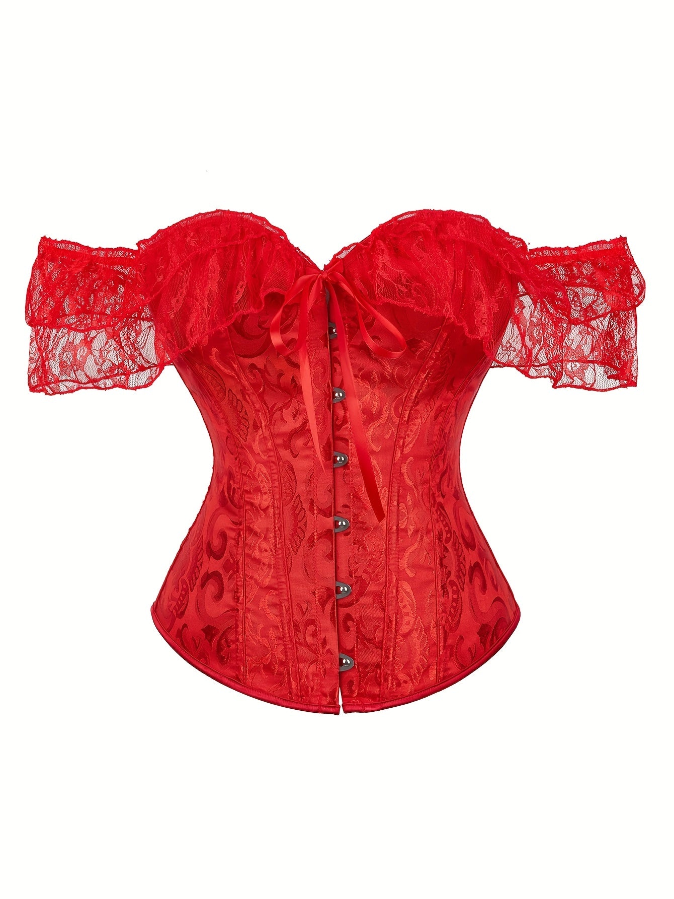 Off Shoulder Lace Floral Underbust Corset Tops