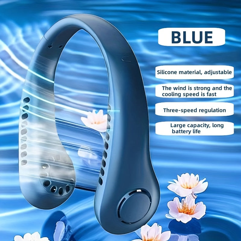 Portable USB Charging Neck Fan Adjustable Neck Width 3-Speed Strong Wind