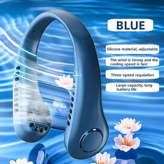 Portable USB Charging Neck Fan Adjustable Neck Width 3-Speed Strong Wind