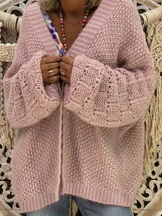  Open Front Chunky Knit Cardigan