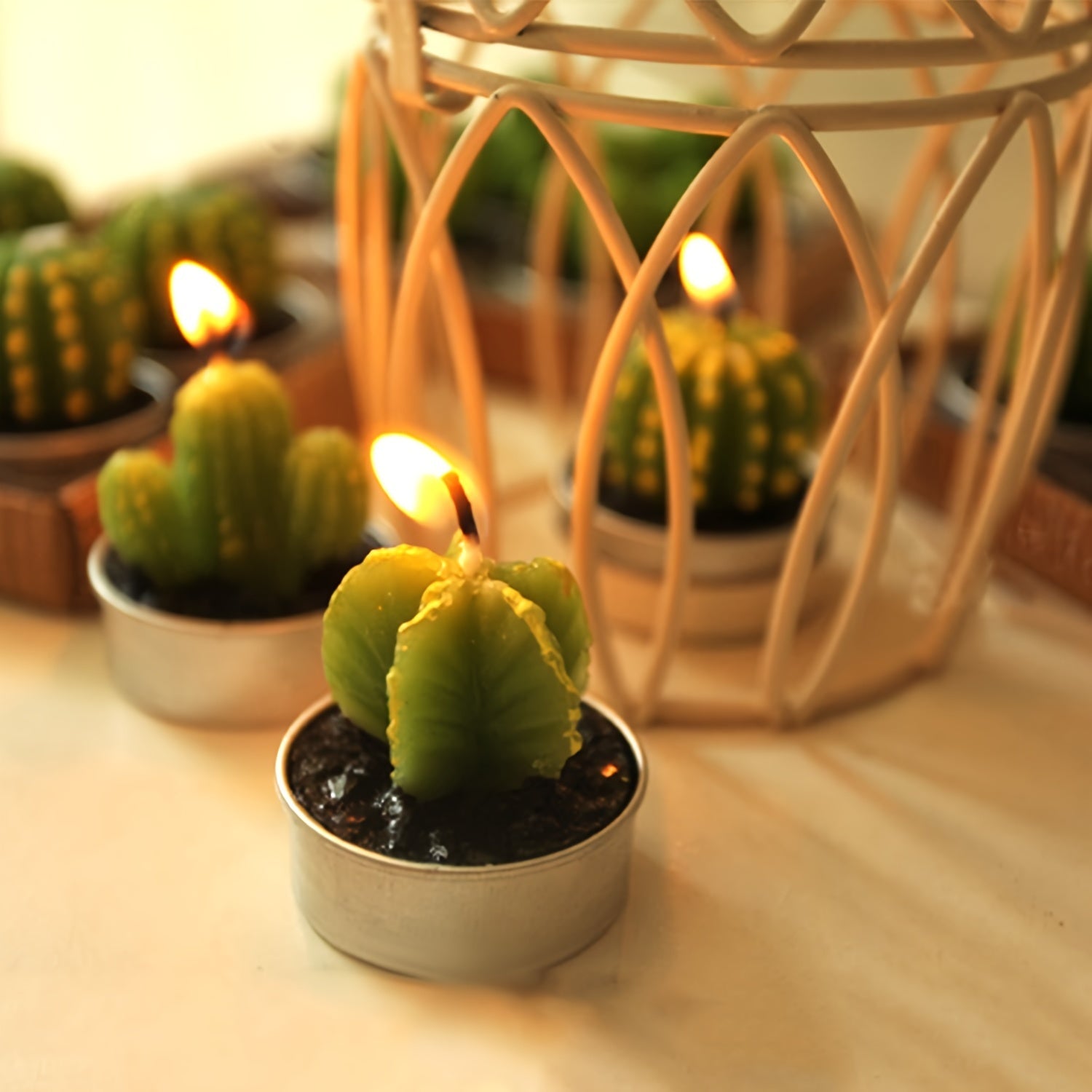 Novelty Cactus Tealight Candles for Home Decor