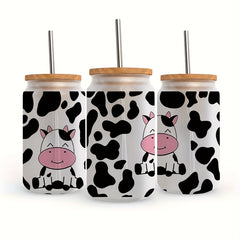 4pcs Cow UV DTF Cup Wrap Decal Stickers Set for Mugs Water Bottles