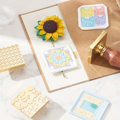 Brass Square Paint Seal Cat Window Bat Plant Flower Pattern Wax Sealing Tool