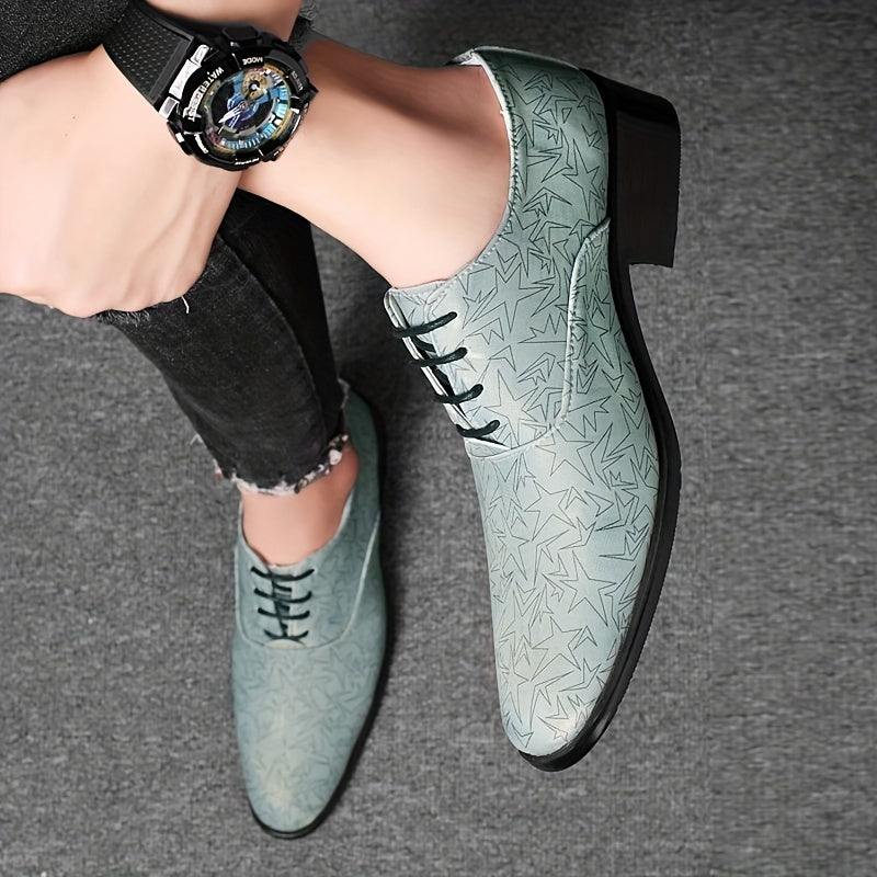Men's Star Print Oxford Shoes Lace-up Front Dress Shoes