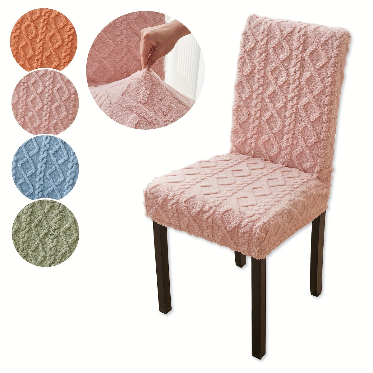 2pcs Elastic Chair Slipcover Removable Washable Solid Cover for Dining Rooms Kit