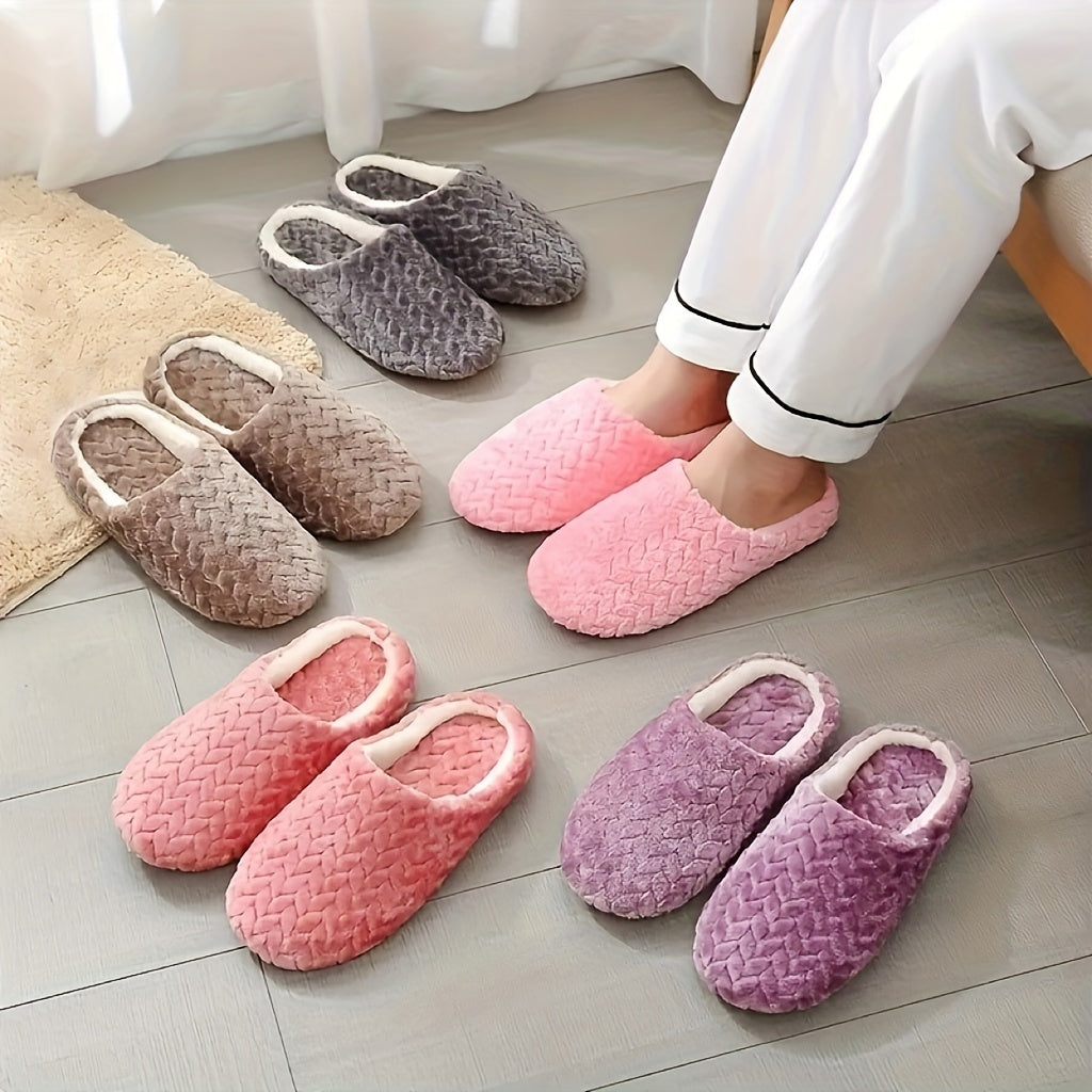 Women's Plush Cozy Indoor Slippers Non Slip Home Mute Shoes