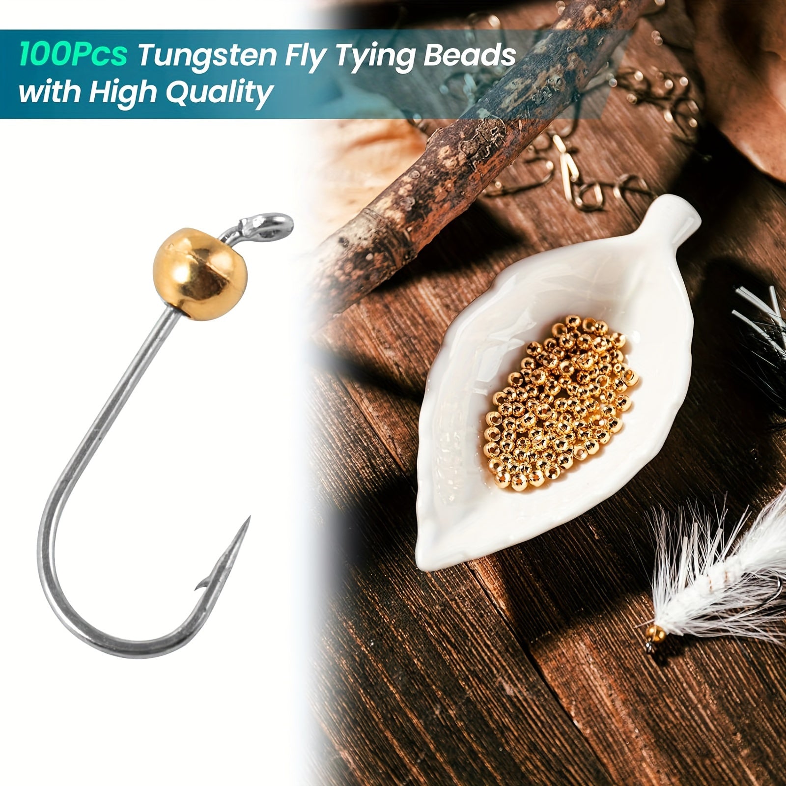 100Pcs High Tungsten Fly Tying Beads for Fresh & Saltwater Fishing