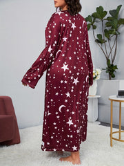  Star Print Long Sleeve Nightdress