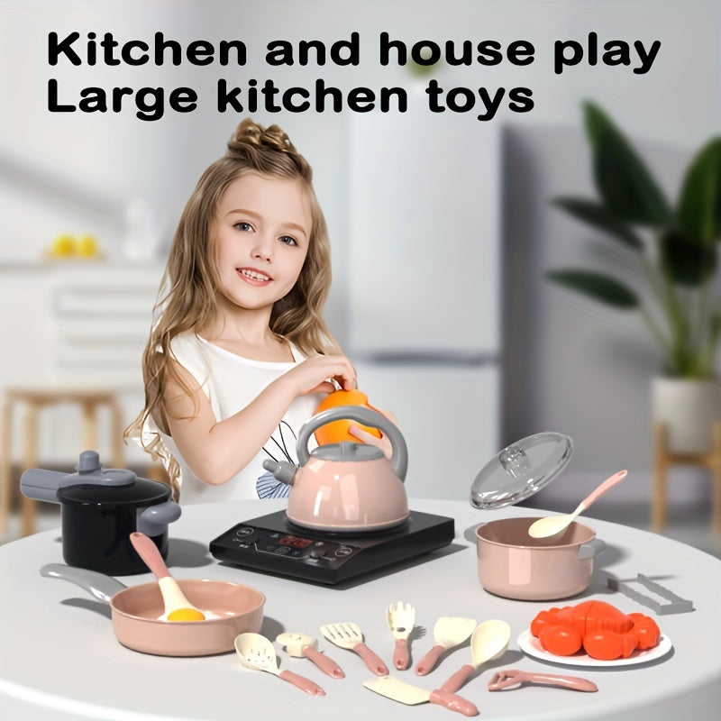 Colorful ABS Resin Play Kitchen Set with Cooking Utensils Tableware & Food