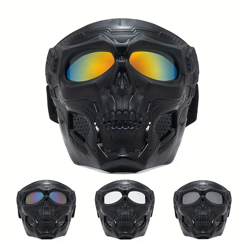 Skull Mask Full Face Tactical Masks PC Lens Halloween Motorcycle Goggles